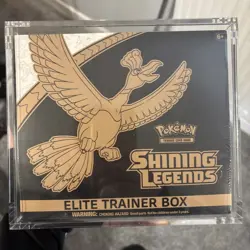 Factory Sealed Pokemon Shining Legends Elite Trainer Box with acrylic case - Image 1