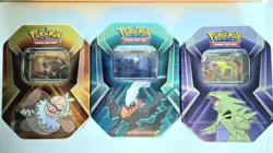 3 x Triple Whammy Collector Sealed Tins Complete Tin Set Pokemon TCG Pokemon NEW - Image 1