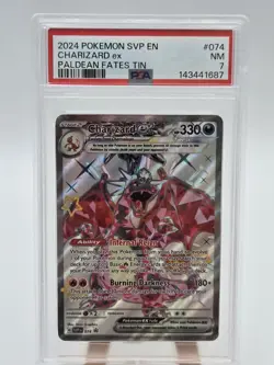 2024 POKEMON SVP EN-SV BLACK STAR PROMO PALDEAN FATES TIN CHARIZARD EX PSA 7 - Image 1