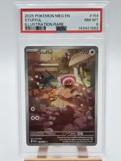 2025 POKEMON MEG EN-MEGA EVOLUTION ILLUSTRATION RARE #154 STUFFUL PSA 8 - Image 1