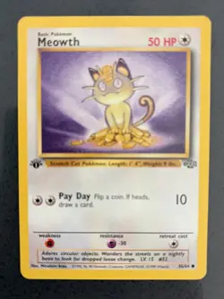 Meowth 1st Edition 56/64 Jungle Pokemon TCG - 1999 - Image 1