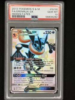 2019 Pokemon S & M Hidden Fates #SV56 FA Greninja GX PSA 10 GEM MINT - Image 1
