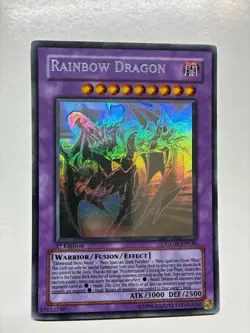 Yugioh Elemental Hero Chaos Neos/Rainbow Dragon Misprint GLAS-EN036 1st Edition - Image 1