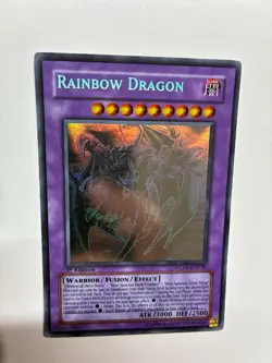 Yugioh Elemental Hero Chaos Neos/Rainbow Dragon Misprint GLAS-EN036 1st Edition - Image 3