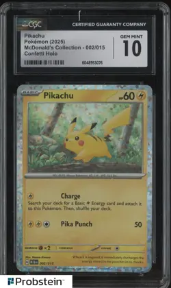2025 Pokemon Mcdonald's Collection #002/015 Pikachu Confetti Holo CGC 10 - Image 1