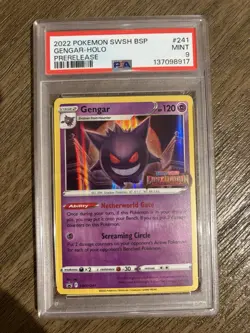 Pokemon TCG Gengar SWSH241 Prerelease Holo Promo Sword & Shield PSA 9 2022 - Image 1