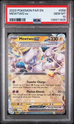 2023 POKEMON PAR EN-PARADOX RIFT #058 MEWTWO EX PSA 10 - Image 1