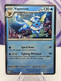2025 Pokemon Vaporeon 022/131 Sv: Prismatic Evolutions Holo NM - Image 1