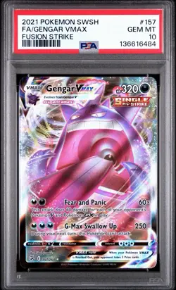 Pokemon Gengar VMAX 157/264 Holo TCG Fusion Strike 2021 Full Art PSA 10 Gem Mint - Image 1