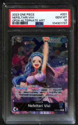 One Piece Nefeltari Vivi Alternate Art OP04-001 PSA 10 - Image 1