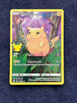 Pikachu 5/25 Pokemon Celebrations 25th Anniversary Base Set Full Art Card P4 - Image 1