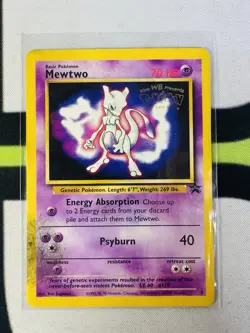 Pokemon Mewtwo Card WB Movie Promo Stamped Played - Image 1