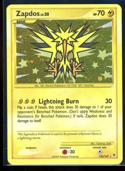 2009 Pokemon Zapdos Holo Secret Rare Card 150/147 Supreme Victors [NM-] w/Swirl - Image 1