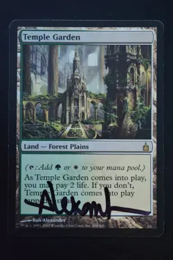 Magic The Gathering MTG TEMPLE GARDEN SIGNED Ravnica: City of Guilds LP Played - Image 1