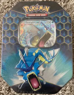 Pokemon TCG Hidden Fates Tin Gyarados GX Factory Sealed - Image 1