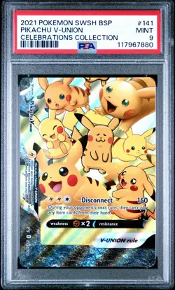 Pokemon Swsh Black Star Promo 141 Pikachu V Union Celebrations Collection PSA 9 - Image 1