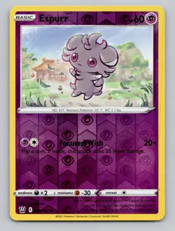 Reverse Holo Espurr 060/163 Common Battle Styles Pokemon - Image 1