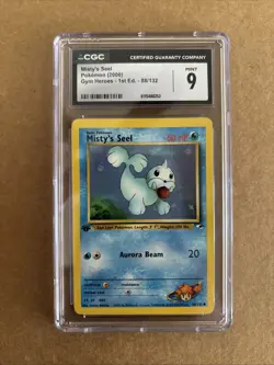 CGC MINT 9 Pokemon Misty's Seel 88/132 2000 Gym Heroes 1st Edition - Image 1