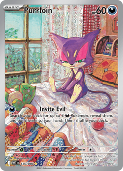 Pokemon TCG Purrloin 136/086 Illustration Rare Scarlet & Violet White Flare NM/M - Image 1