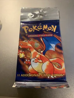 Pokemon TCG Base Set Unlimited Booster Pack Charizard Art WOTC Sealed Long Crimp - Image 3