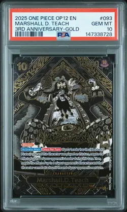 2025 ONE PIECE OP12-LEGACY OF THE MASTER 3RD ANV-GOLD MARSHALL D. TEACH PSA 10 - Image 1