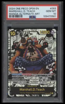 2024 ONE PIECE OP09 EN MARSHALL D. TEACH MANGA ALTERNATE ART #093 PSA 10 - Image 1