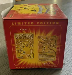 1999 Burger King Pokemon 23K Gold-Plated PIKACHU Trading Card New Sealed w/ Box - Image 2