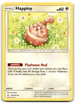 2019 Sun & Moon - Unbroken Bonds Pokemon TCG Card #161 Happiny - Image 1
