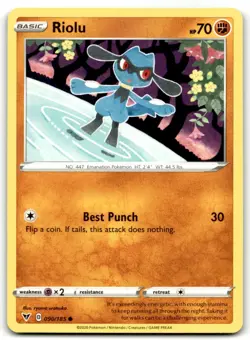 2020 Sword & Shield - Vivid Voltage Pokemon TCG Card #90 Riolu - Image 1