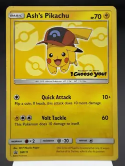Ash’s Pikachu SM111 - Sun & Moon Promo Pokemon Card PLAYED - Image 1