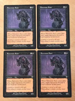 Magic the Gathering MTG 4x Ravenous Rats Invasion LP Playset - Image 1