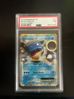 2016 Pokemon XY #21 Blastoise EX Evolutions Nm PSA 7 - Image 1