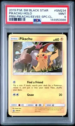 2019 Pokemon SM Black Star Promo Pikachu/Eevee SPC.CL. Pikachu SM234 PSA 9 MINT - Image 1