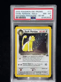 Dark Persian Holo #17 2000 Black Star Promo Nintendo Magazine Pokemon PSA 8 🐈‍⬛ - Image 1