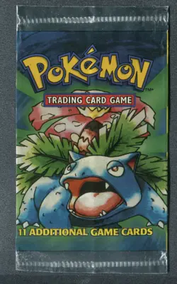 1999 Pokemon English First Unlimited Booster Pack Wrapper EMPTY Venusaur Art - Image 1