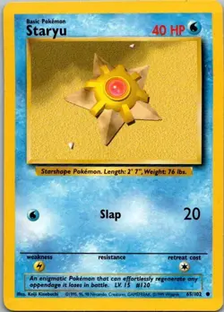 (B6) Staryu Common Base Set 065/102 Lightly Played Pokemon TCG - Image 1