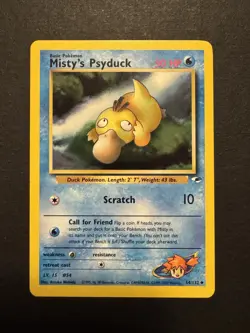 Misty’s Psyduck 54/132 Gym Heroes Pokemon Vintage 2000 Non Holo NM - Image 1