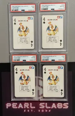 1996 Pokemon JPN Green Red Blue Yellow Set Nintendo TCG 4 of Clubs Charizard #06 - Image 1