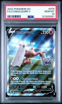 2022 POKEMON GO #074 FULL ART/CONKELDURR V PSA 10 - Image 1