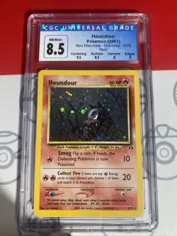 CGC 8.5 HOUNDOUR 5 NEO DISCOVERY HOLO POKEMON TCG WITH SUB-GRADES WOTC PSA 4077 - Image 1