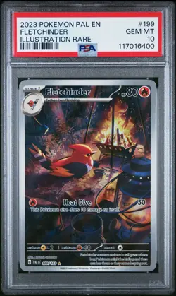 2023 POKEMON PAL EN-PALDEA EVOLVED ILLUSTRATION RARE #199 FLETCHINDER PSA 10 - Image 1