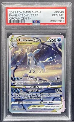2023 Pokemon SWSH Crown Zenith #GG40 FA Glaceon VSTAR PSA 10 GEM MT - Image 1