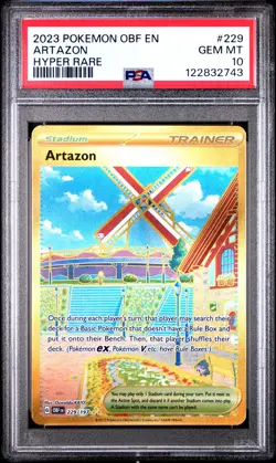 2023 POKEMON OBF EN-OBSIDIAN FLAMES HYPER RARE #229 ARTAZON PSA 10 - Image 1