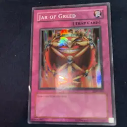 Jar of Greed LON-047 Holo Yugioh Damaged Crease - Image 1