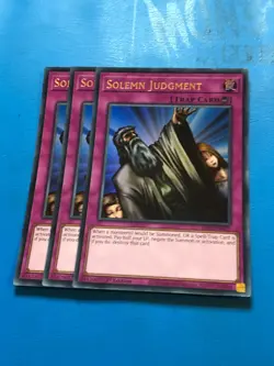 YUGIOH 3x Ultra Rare Solemn Judgment RA02-EN075 1st Edition - Image 1