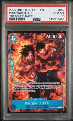 2025 ONE PIECE OP10-ROYAL BLOOD 052 PORTGAS D. ACE TREASURE RARE PSA 10 - Image 1