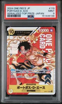 PSA 9 Portgas D. Ace /2500 JPN Serialized Top Prize Japan 2024 One Piece #119 - Image 5