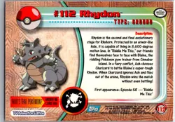 Rhydon #112 Topps Trading Cards Series 2 Pokemon Lightly Played - Image 2
