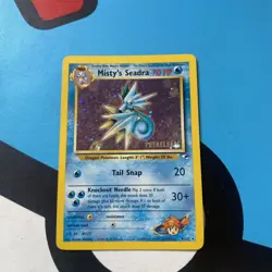 Pokemon Card Misty's Seadra PRERELEASE Gym Heroes Holo Rare 9/132 WOTC NM - Image 1
