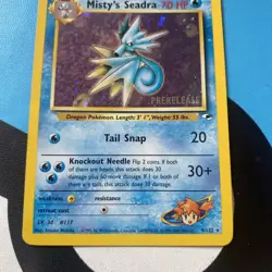 Pokemon Card Misty's Seadra PRERELEASE Gym Heroes Holo Rare 9/132 WOTC NM - Image 2